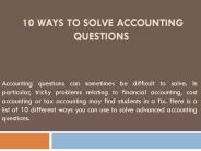 10 Ways to Solve Accounting Questions
