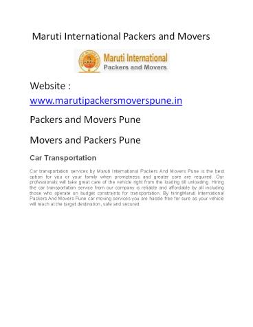 packers and movers pune  www.marutipackersmoverspune.in