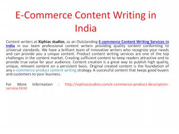 e-commerce content writing services in india