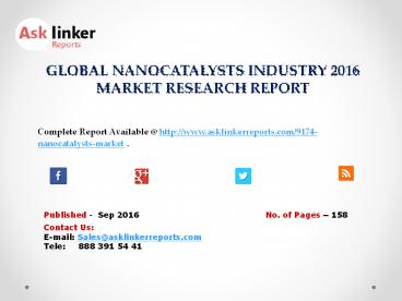 Global Nanocatalysts Market Main Region Analysis and Industry Forecasts to 2020