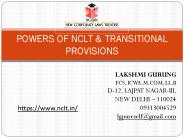 POWERS OF NCLT & TRANSITIONAL PROVISIONS - NCLT