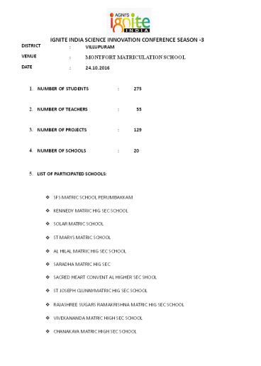 Ignite India innovation conference in villupuram