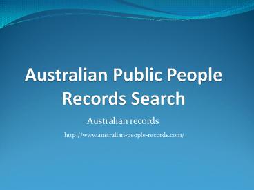 Australian Public People Records Search