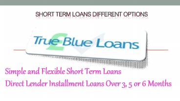 Short Term Loans Different Options