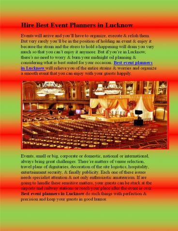 Hire Best Event Planners in Lucknow