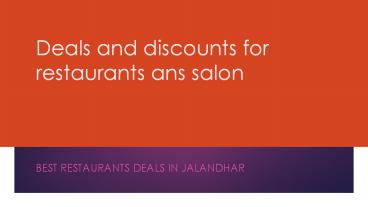 best restaurants deals and discounts