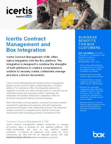 Icertis Contract Management Offers Integration with The Box Platform