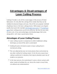 Advantages & Disadvantages of Laser Cutting Process