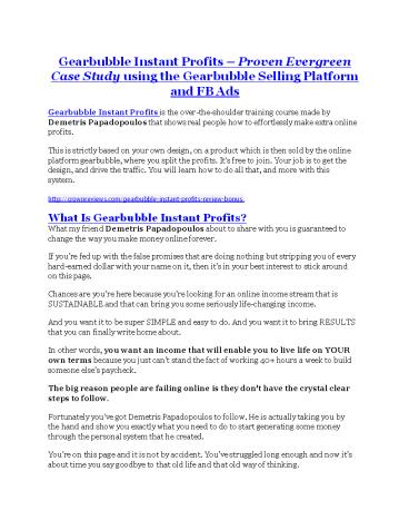 Gearbubble Instant Profits Detail Review and Gearbubble Instant Profits $22,700 Bonus