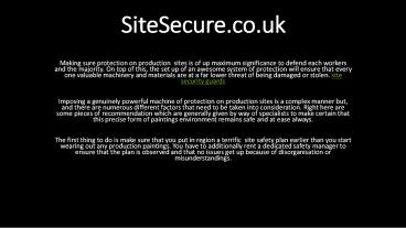 Construction Site Security Guards Companies in london