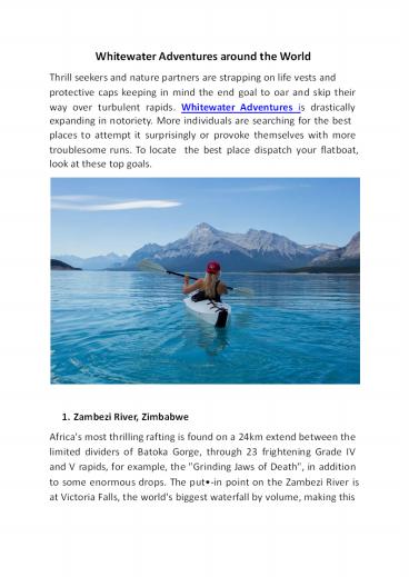 Whitewater adventures around the world