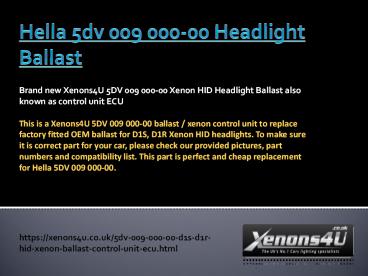 Hella D1S HID Ballast