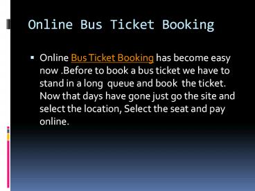 Online Bus Ticket Booking