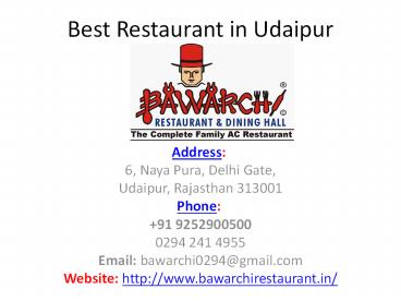 The Best restaurant in udaipur