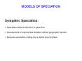 MODELS OF SPECIATION PowerPoint PPT Presentation