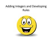 Adding Integers and Developing Rules