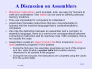 A Discussion on Assemblers