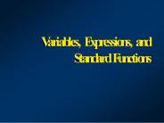 Variables, Expressions, and Standard Functions