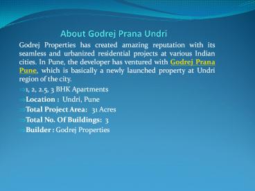 Pre launch 3BHK project - Godrej Prana Pune