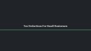 Tax Deductions For Small Businesses