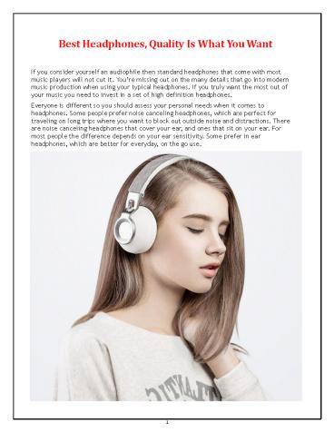 Best Headphones, Quality Is What You Want
