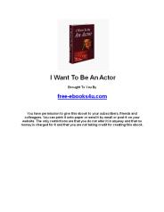 I want to be an actor