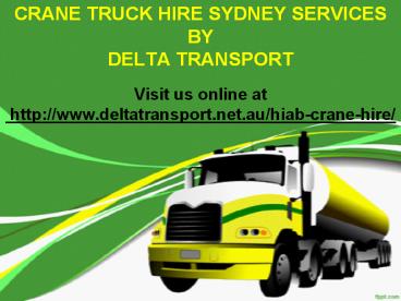 Crane Truck Hire Sydney