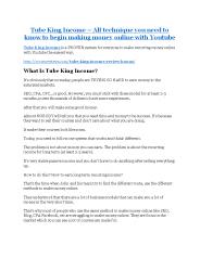 Tube King Income review - (FREE) Jaw-drop bonuses