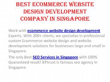 Best ecommerce website design development Company in singapore