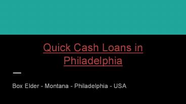 Quick Cash Loans in Philadelphia