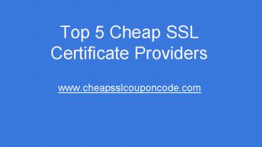 Cheap SSL Certificate Providers
