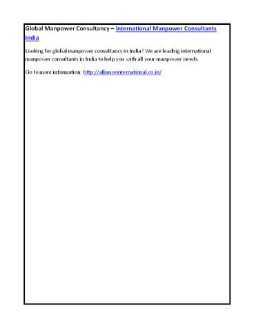 Global Manpower Consultancy – International Manpower Consultants India