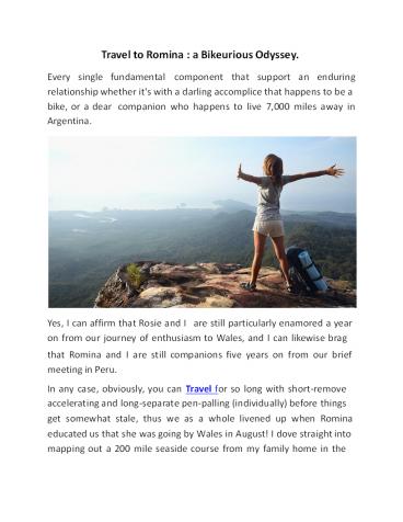 Travel to Romina : a Bikeurious Odyssey.