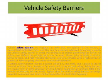 Vehicle Safety Barriers