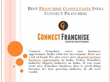 Best and leading franchise consultants India- Connect Franchise