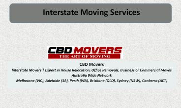 Interstate Moving Company – CBD Movers