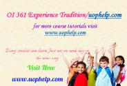OI 361 Experience Tradition/uophelp.com