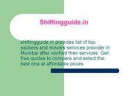 Packers and movers services provided in India