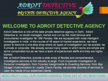Detective Agency in Delhi