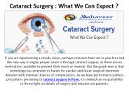 Cataract Surgery : What We Can Expect ?