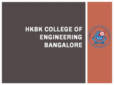 H.K B.K COLLEGE OF ENGINEERING BANGALORE