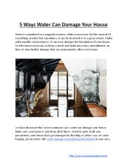 5 Ways Water Can Damage Your House