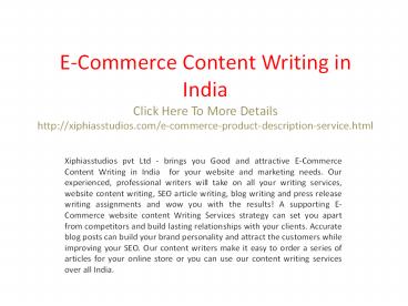 E-Commerce Content Writing in India - Xiphiasstudios