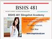 BSHS 481 Slingshot Academy / snaptutorial.com