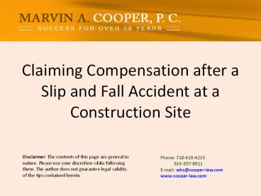 Claiming Compensation after a Slip and Fall Accident at a Construction Site