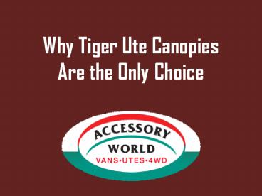 Why Tiger Ute Canopies Are the Only Choice