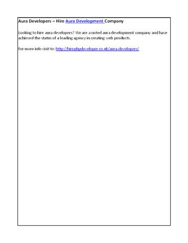 Aura Developers – Hire Aura Development Company