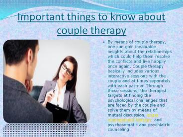 Important things to know about couple therapy