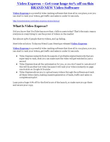 Video Express review and (MEGA) bonuses – Video Express