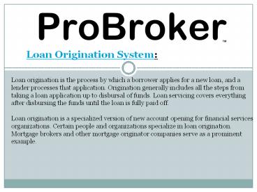 Loan Origination Software
